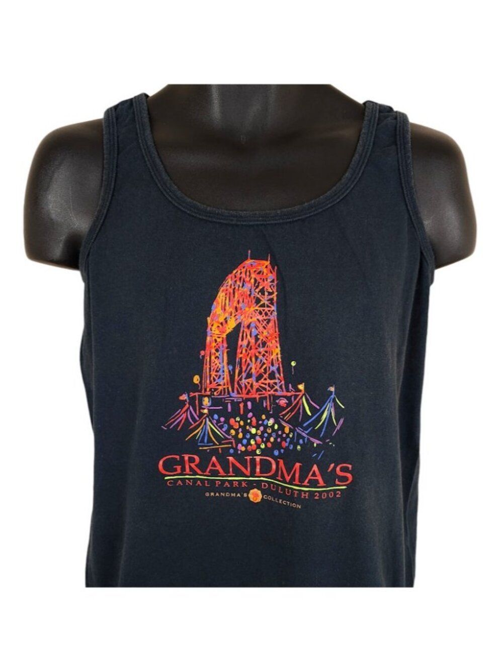 Vintage Grandmas Saloon Tank Top Womens Size Medium Black Y2K Canal Park Duluth